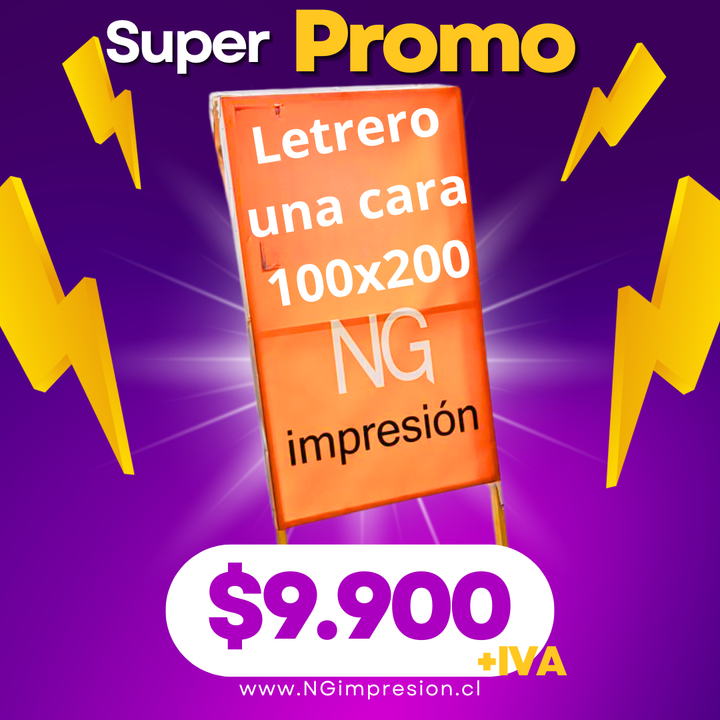 Letrero publicitario de una cara 100 × 200 cm