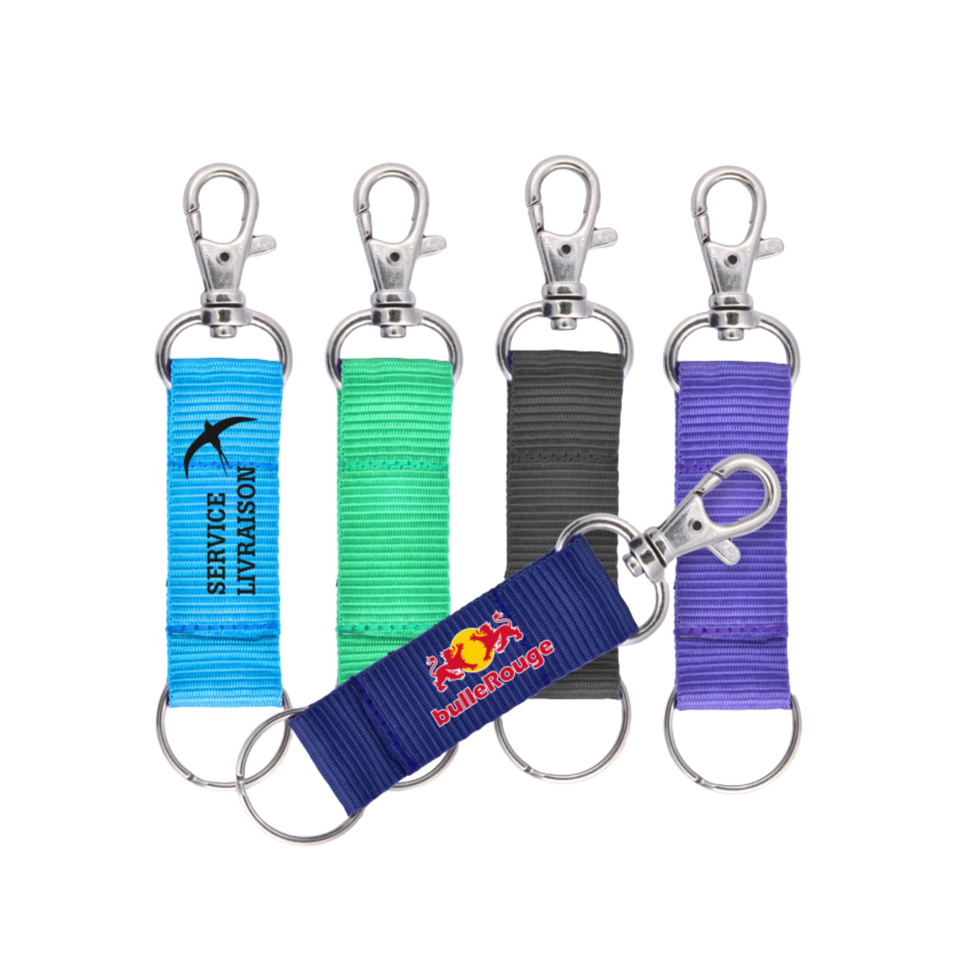 Llavero lanyard con mosquetón y argolla personalizado 