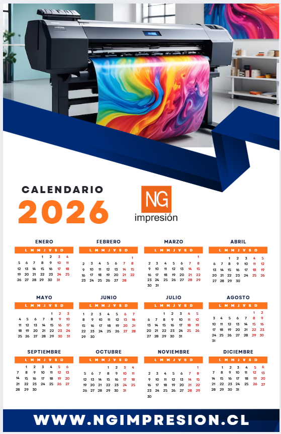 Calendario de Pared Personalizado 40x50 cm