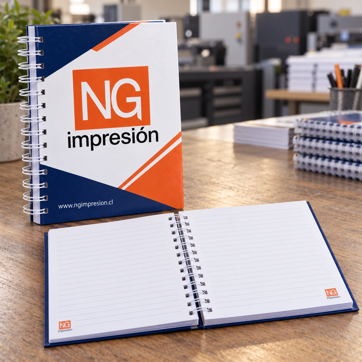 Cuadernos corporativos personalizados NG Impresión con tapa dura y anillado doble cero