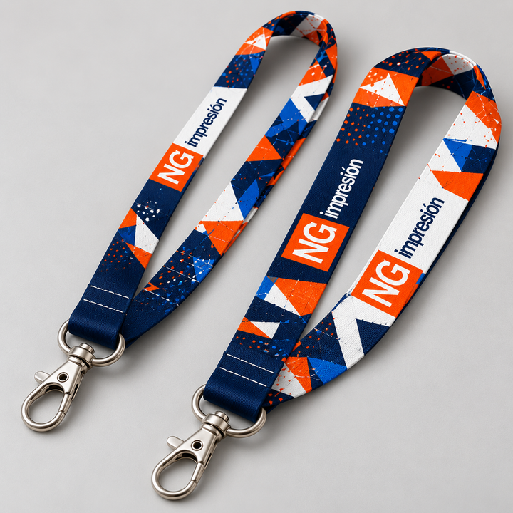 Lanyard personalizado con mosquetón metálico y costura reforzada