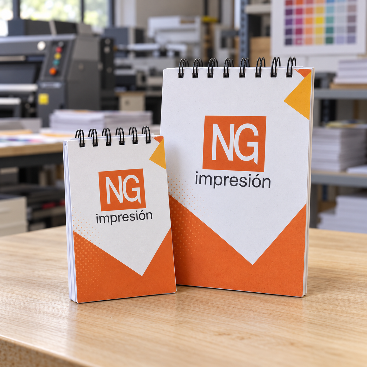 Libretas corporativas personalizadas NG Impresión con anillado superior