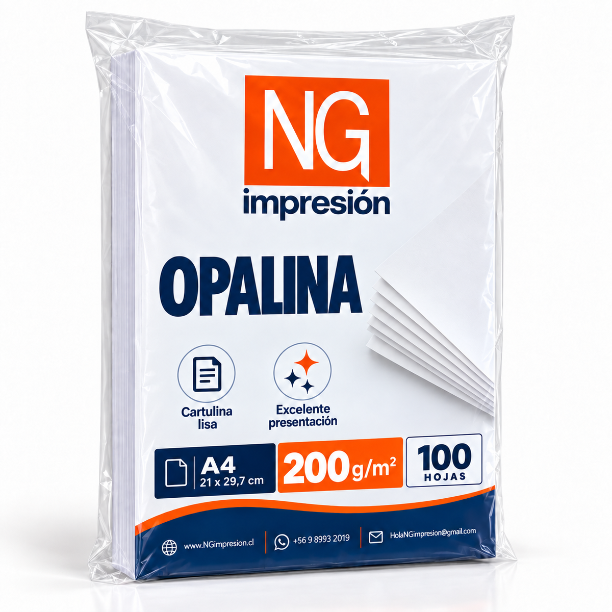 Opalina lisa 200 g A4, pack de 100 hojas NG Impresión