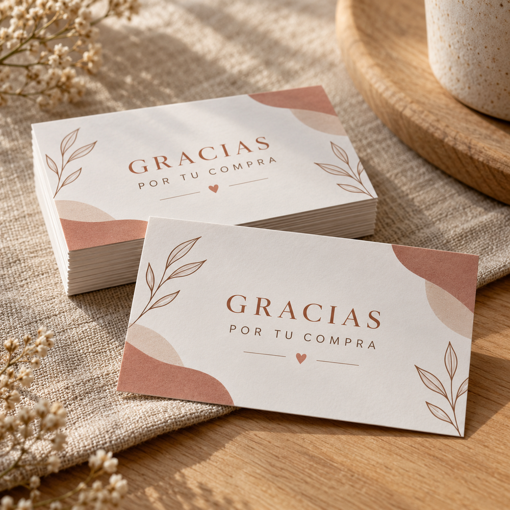 Tarjeta de agradecimiento personalizada impresa en opalina 200 g