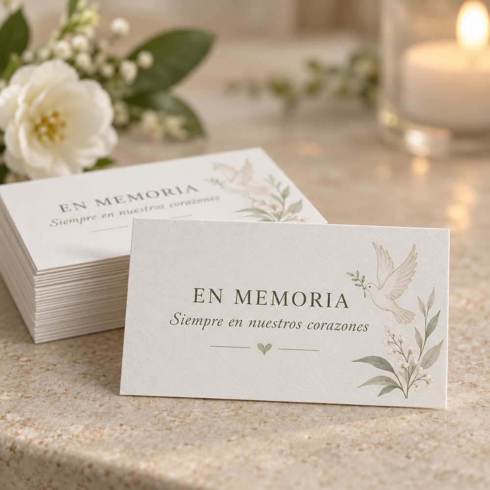Tarjeta recordatoria personalizada para aniversario de fallecimiento